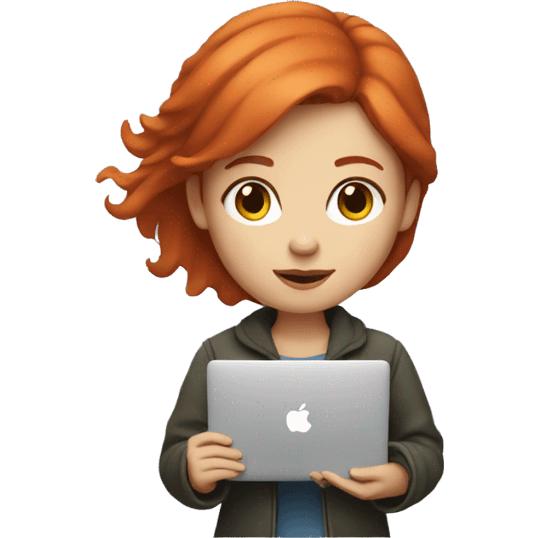 A red-haired girl with a MacBook  emoji