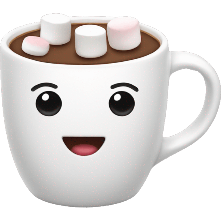 hot coco in a white mug with marshmallows  emoji