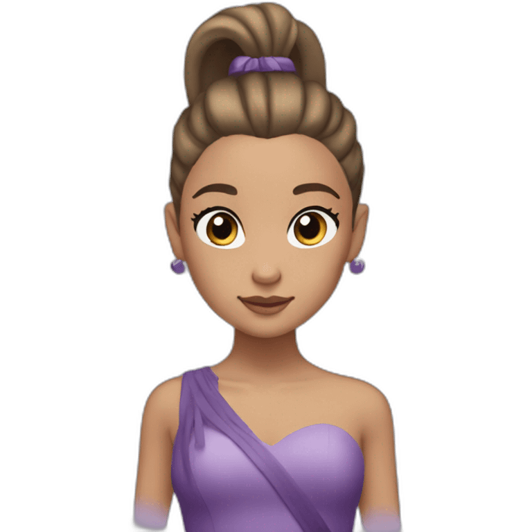 ariana grande with a straight-haired ponytail in a purple puffy dress emoji