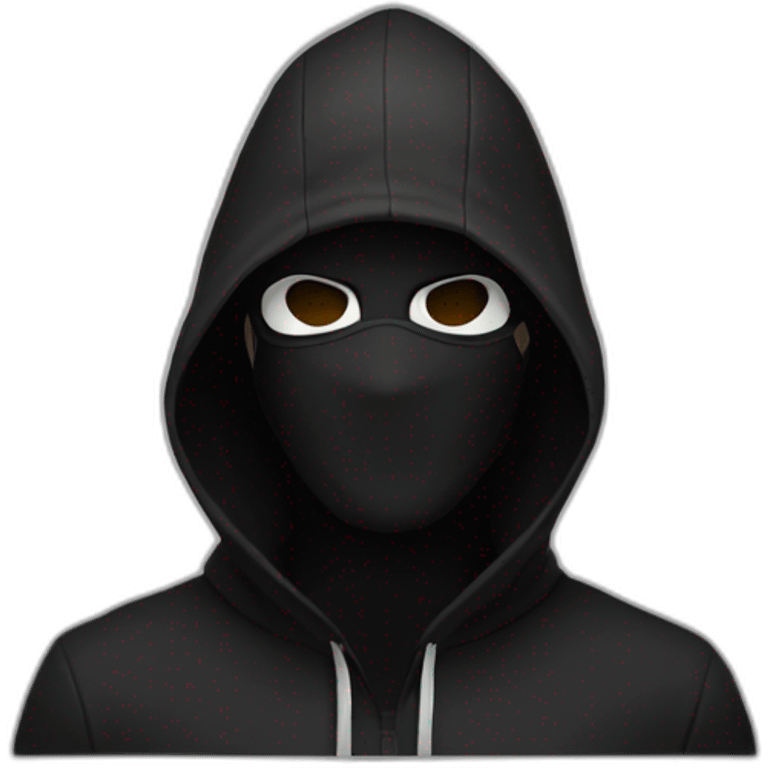 Guy White mask with black hood emoji