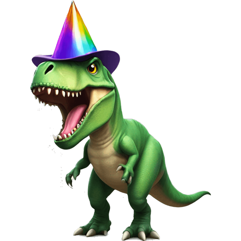 t-rex with party hat emoji