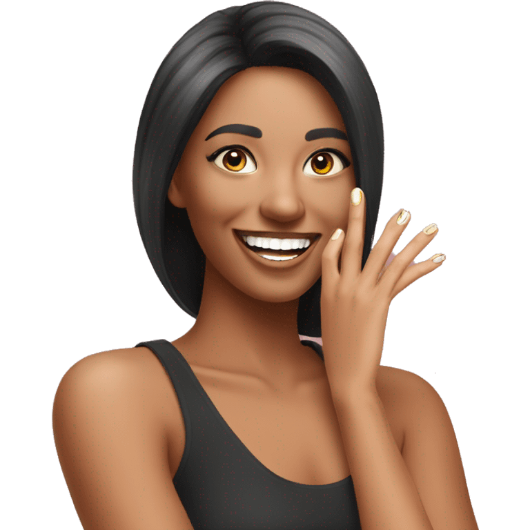 Happy client with cute nails emoji