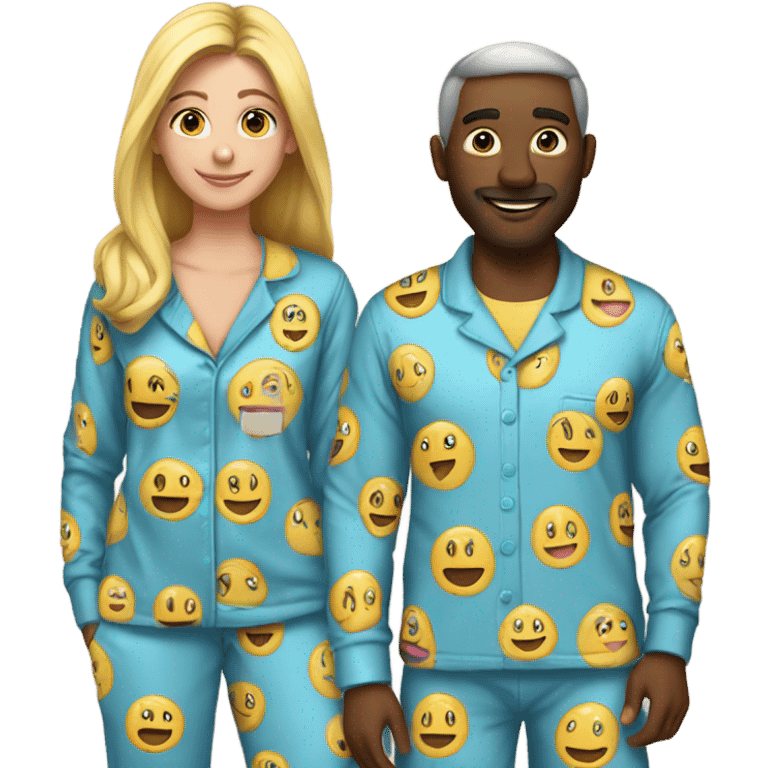 man and women matching pjs  emoji