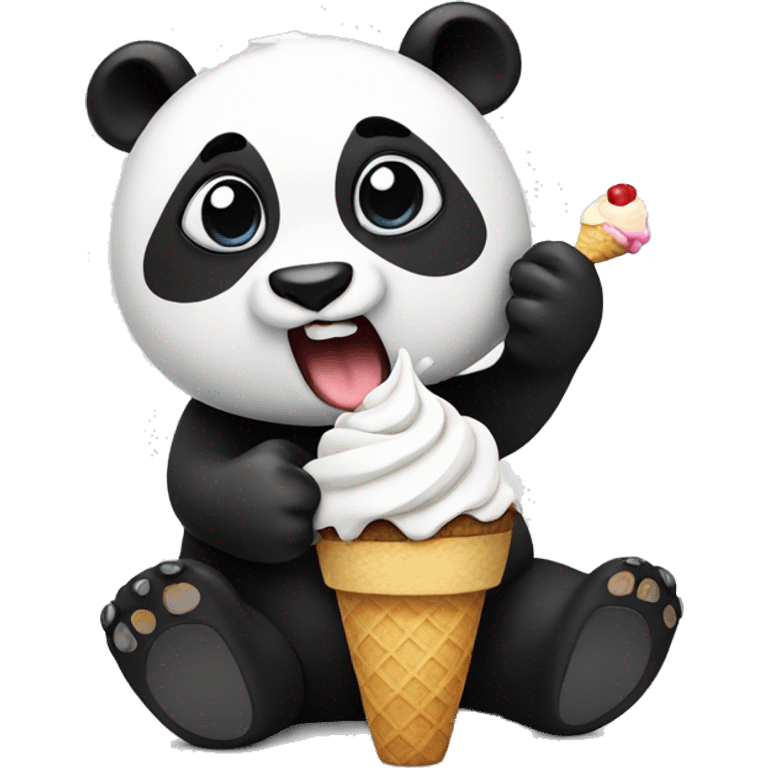 Panda eating ice cream emoji