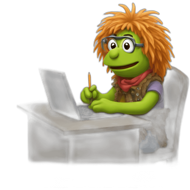 Fraggle software engineer writing code emoji