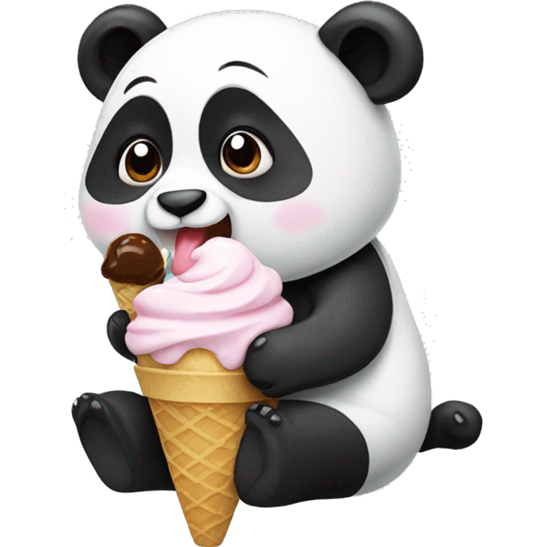 Panda eating ice cream emoji