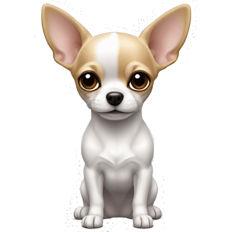 Perrito chihuahua color blanco completamente con lengüita de fuera y orejas hacia abajo emoji