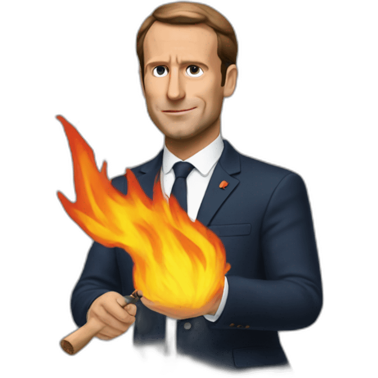 macron making fire emoji