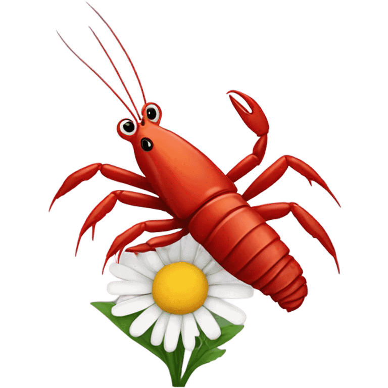 Crawfish holding a daisy emoji