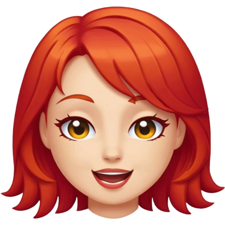 Flirty wink red hair emoji