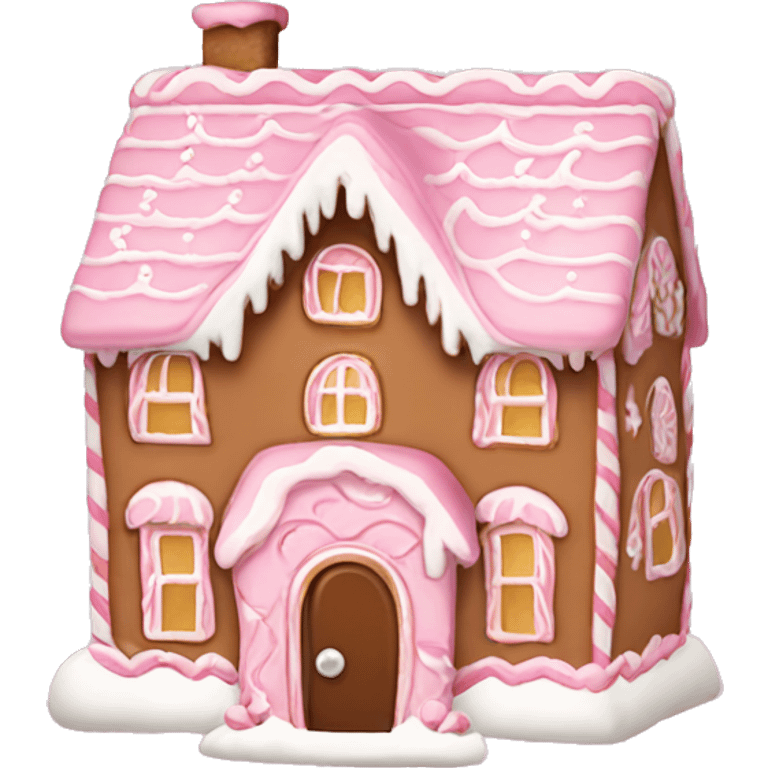 Cosy light pink gingerbread house  emoji