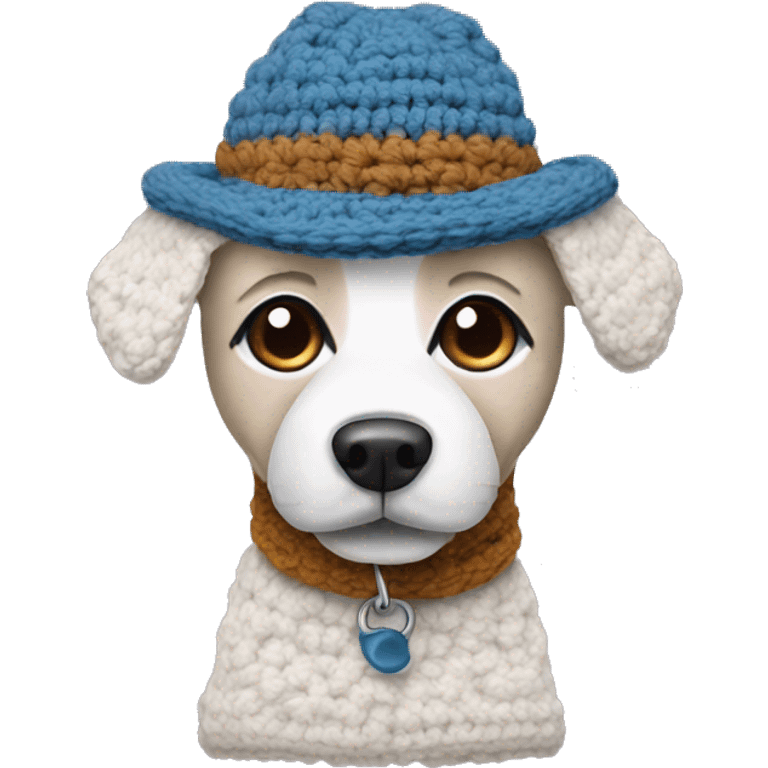 crochet dog in hat emoji