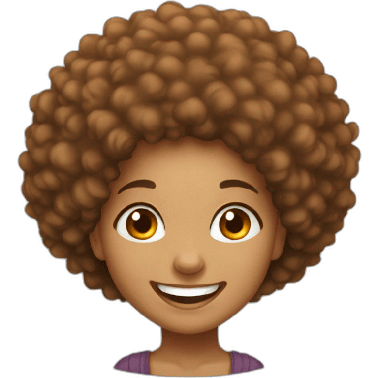 Light skin girl afro orange laugh emoji