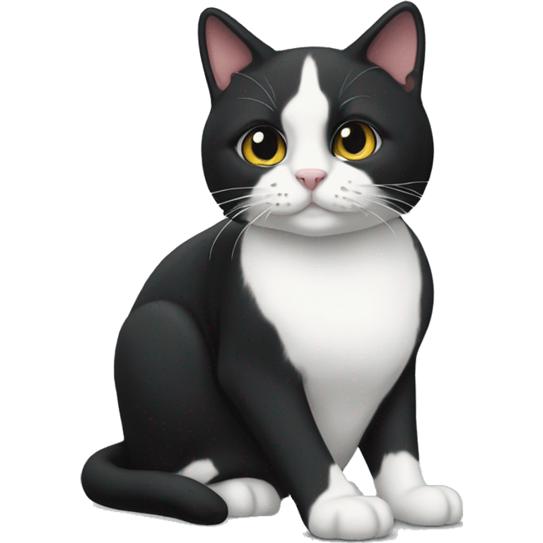 Tuxedo cat with white starting at nose laying down emoji