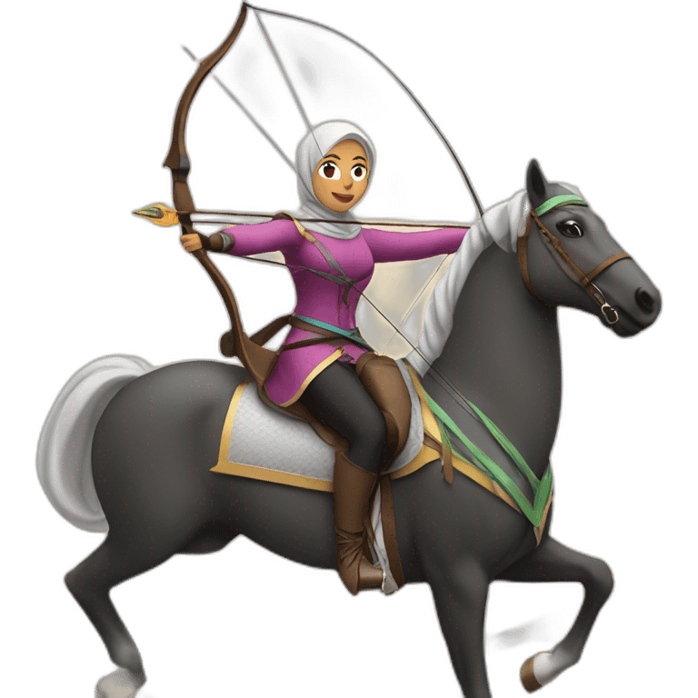 hijabi doing archery on horseback emoji