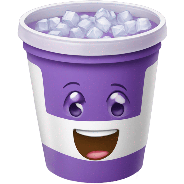 white styrofoam cup of grape juice with ice cubes in it emoji