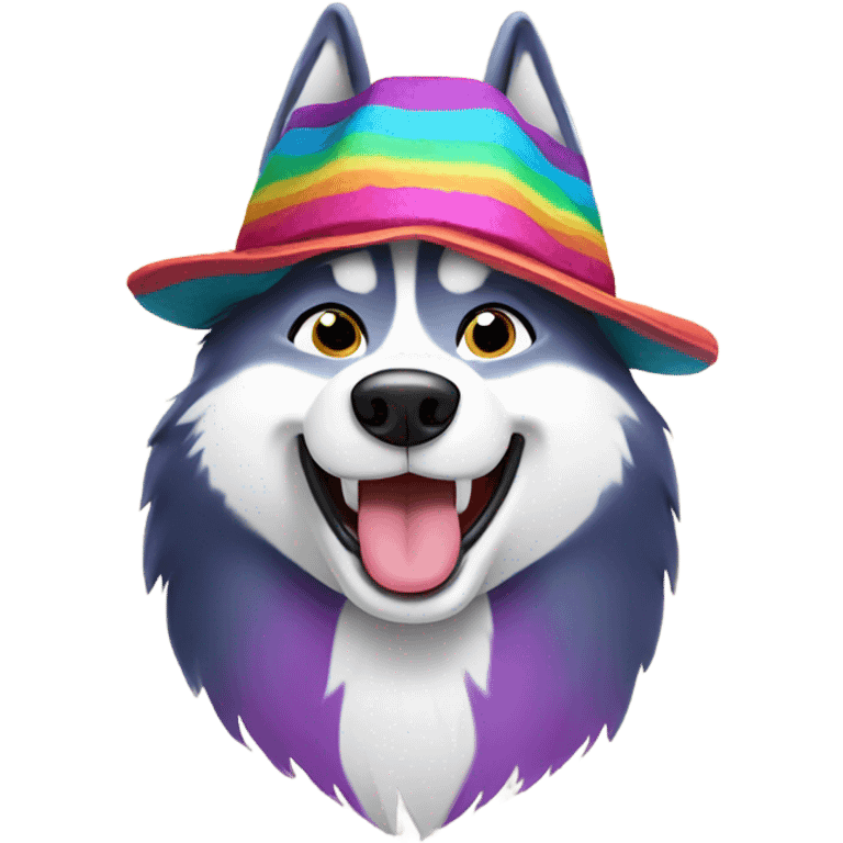 Singing huskie wearing a hat emoji