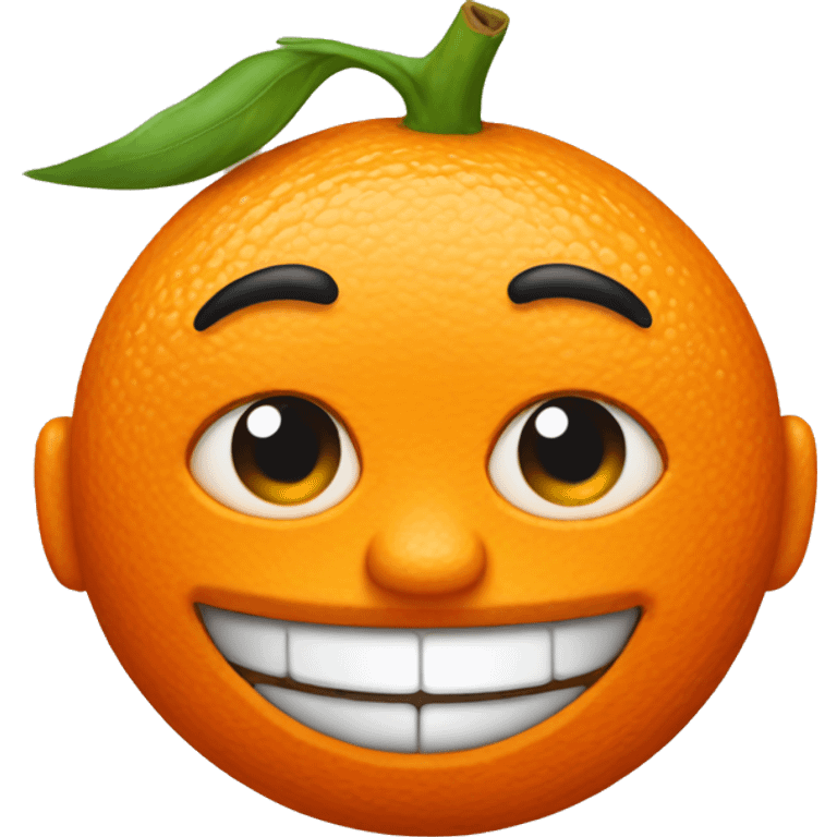 One orange face  emoji