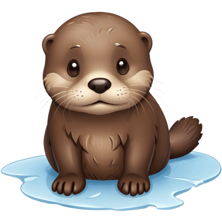 Sad otter, freezing, ice emoji