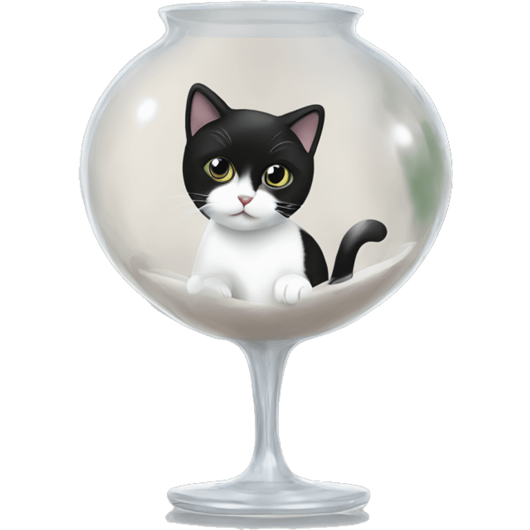 a black and white cat in a transparent vase emoji