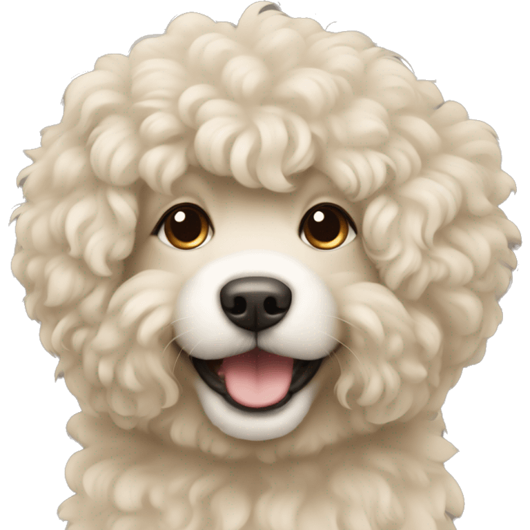 Fluffy curly dog light beige color emoji