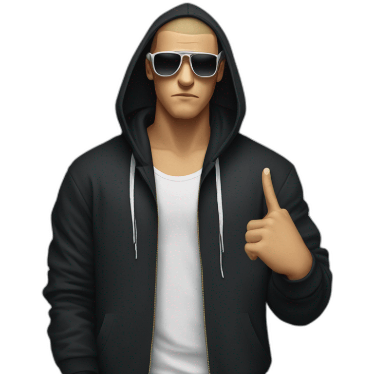 DJ Snake serious attitude wearing a hoodie showing a finger emoji