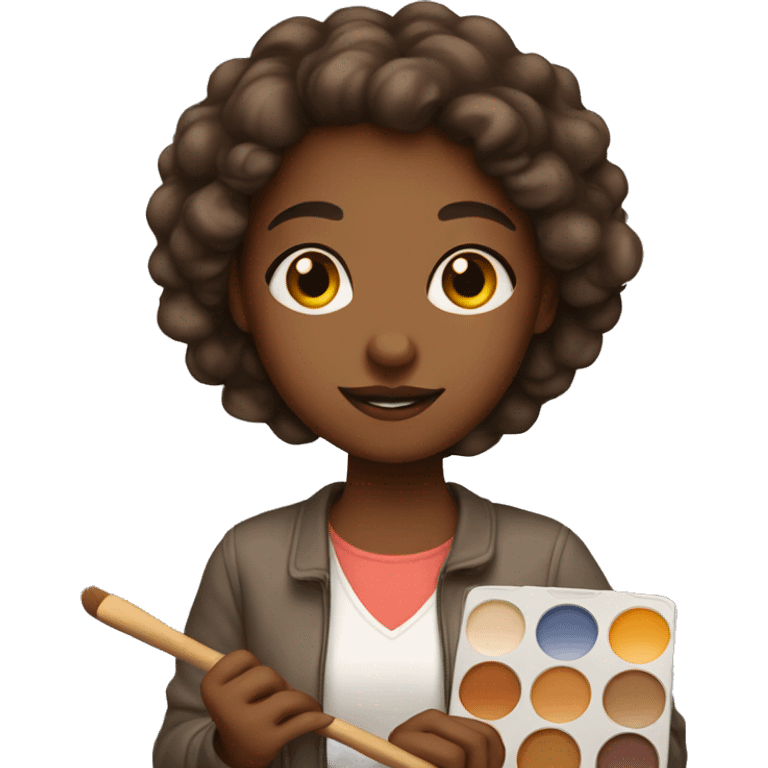 brown artist girl holding a palette emoji