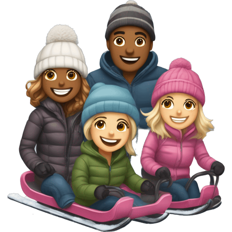 ￼ a group of friends, four girls and three boys, going Bob sledding in Park city after one of the couples just got engaged. The group of friends is going snow tubing in Park city, and alongside them, the parents of the soon to be bride are going sledding emoji