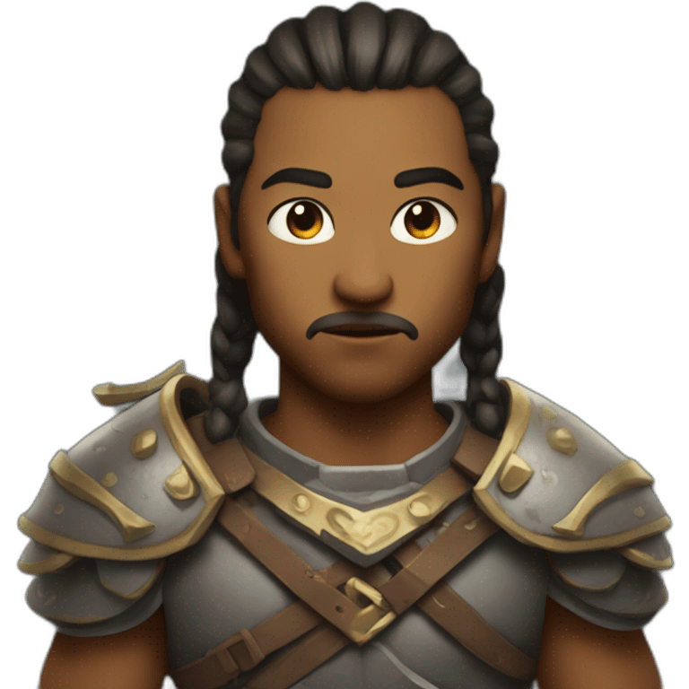 A badass male warrior with a cleft lip and long pony tail emoji