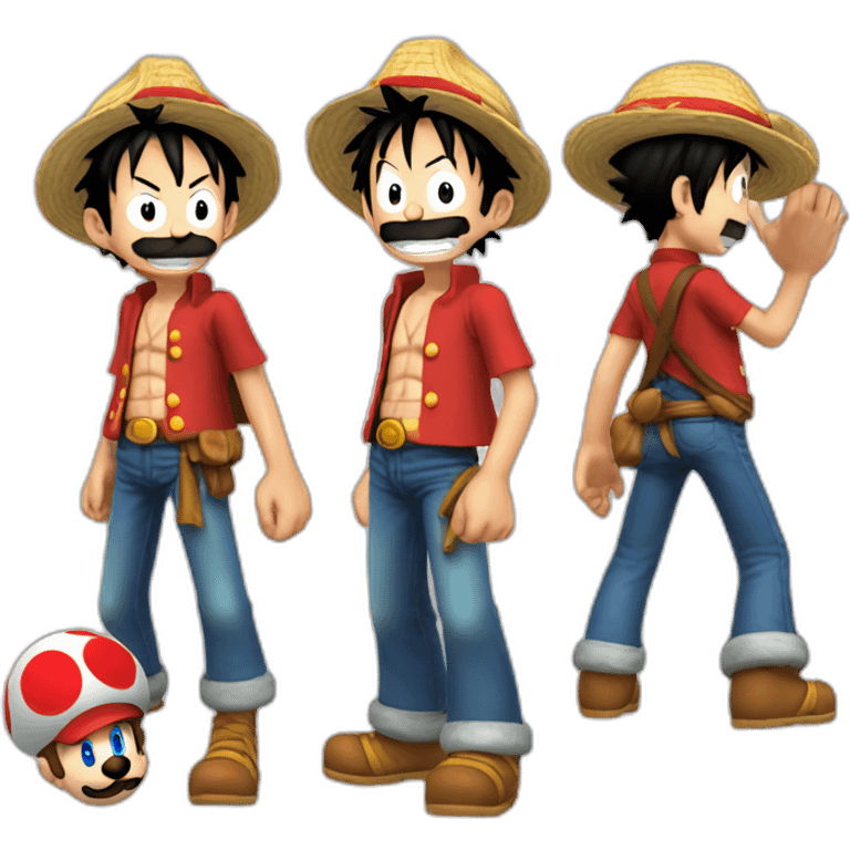 luffy déguiser en Mario emoji