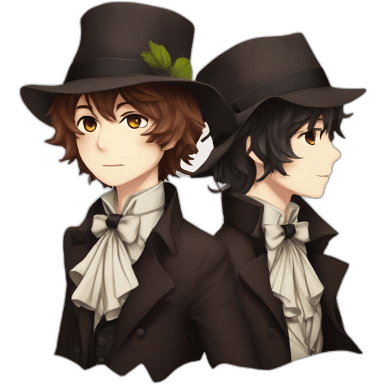 Chuuya and dazai from bungo stray dogs kiss emoji