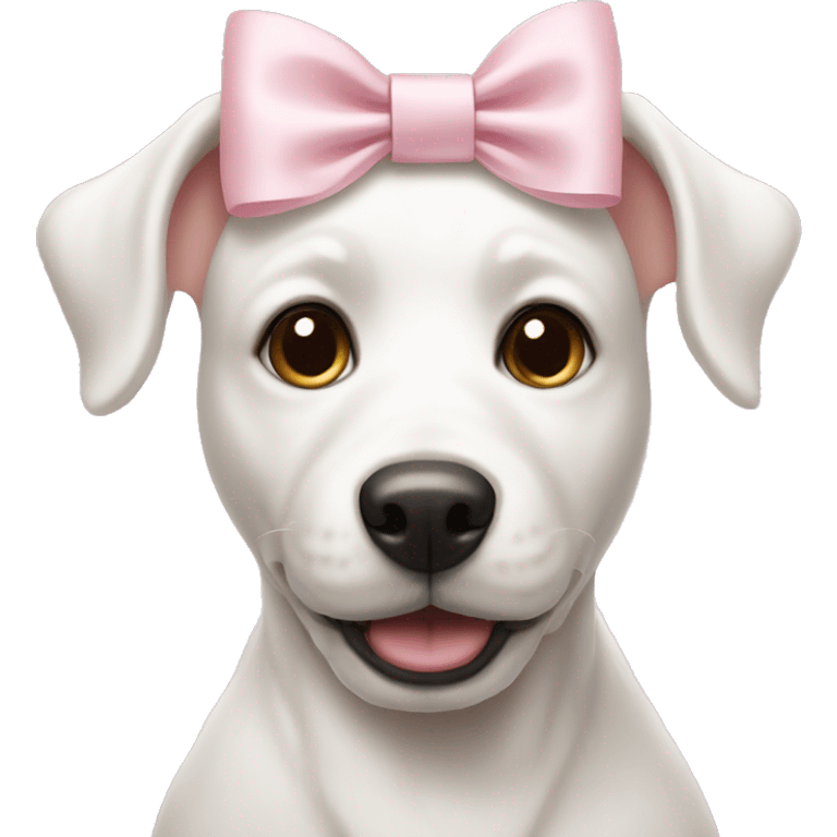 White dog with light pink bow on head emoji