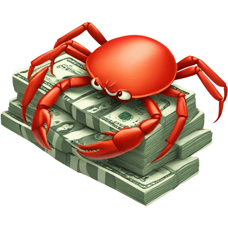 Red crab holding money emoji