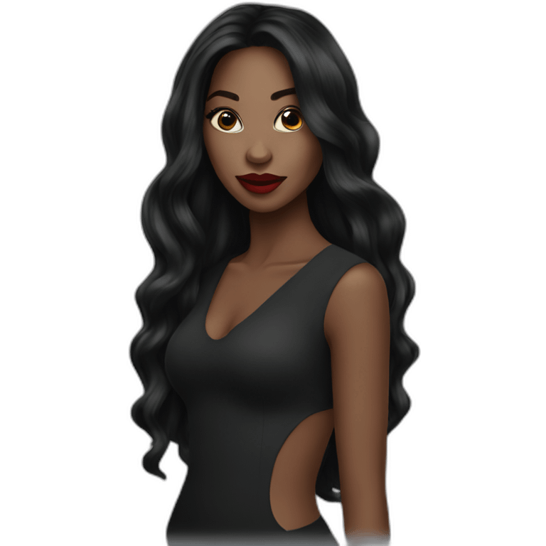 Beautiful Black women long hair lipstick emoji