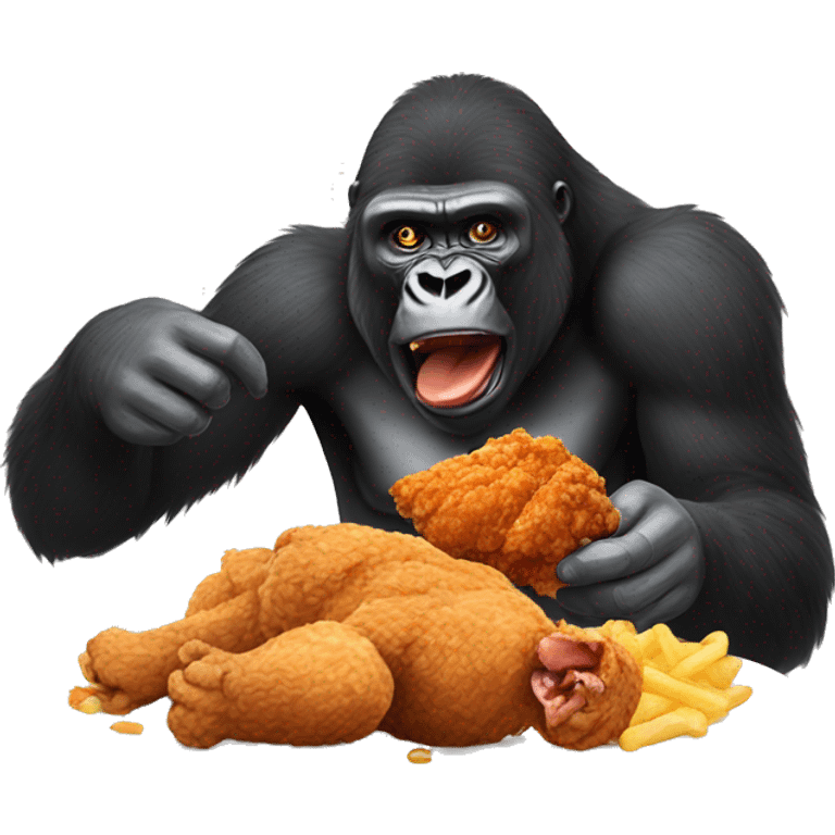 Gorilla eating fried chicken emoji