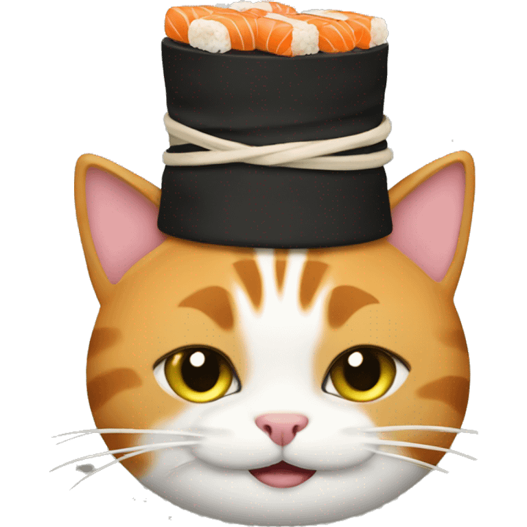 cat wearing sushi as a hat emoji