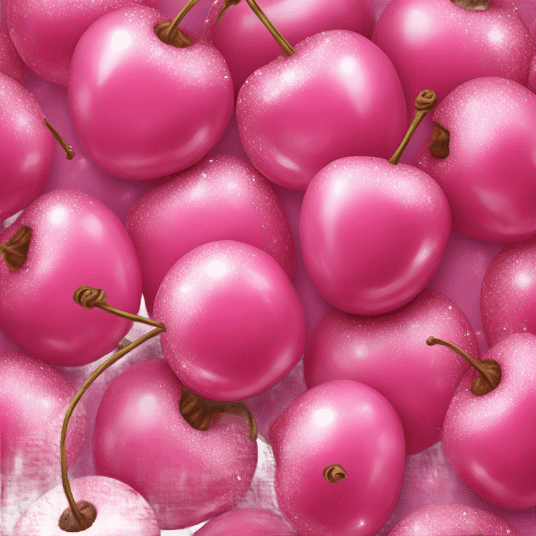 Realistic  pink cherries with glitter and crystals emoji