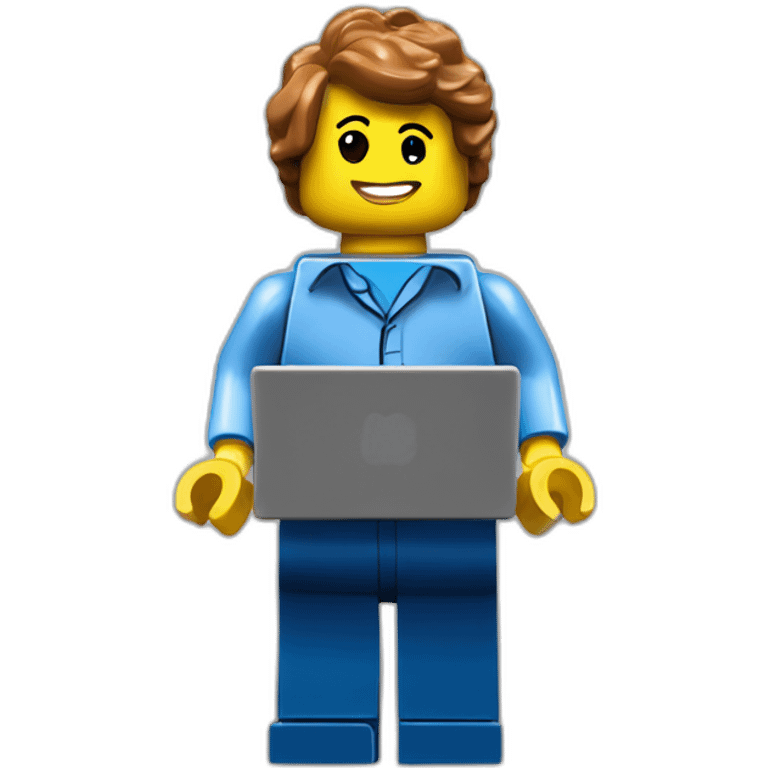 lego model of a programmer with a macbook emoji