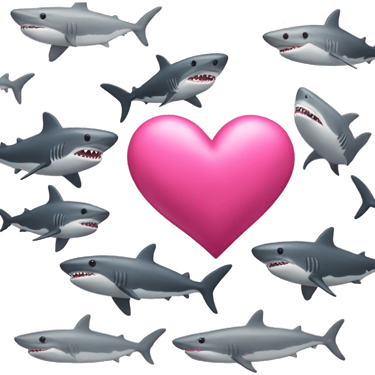 pink love whole heart with sharks emoji