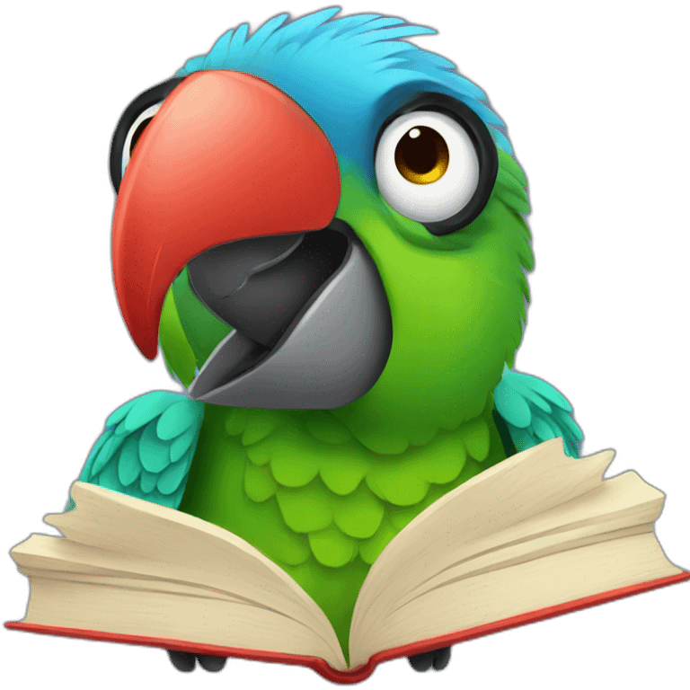 parrot reading a book emoji