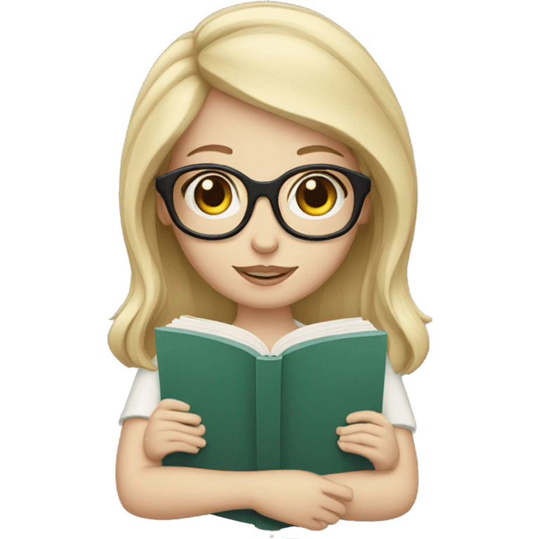 pale girl with glasses reading a book  emoji