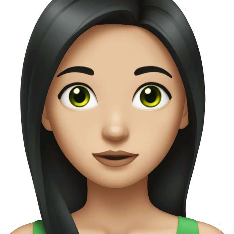 Girl with black hair and green eyes emoji