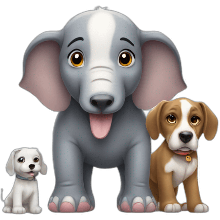 little elephant and big dog emoji