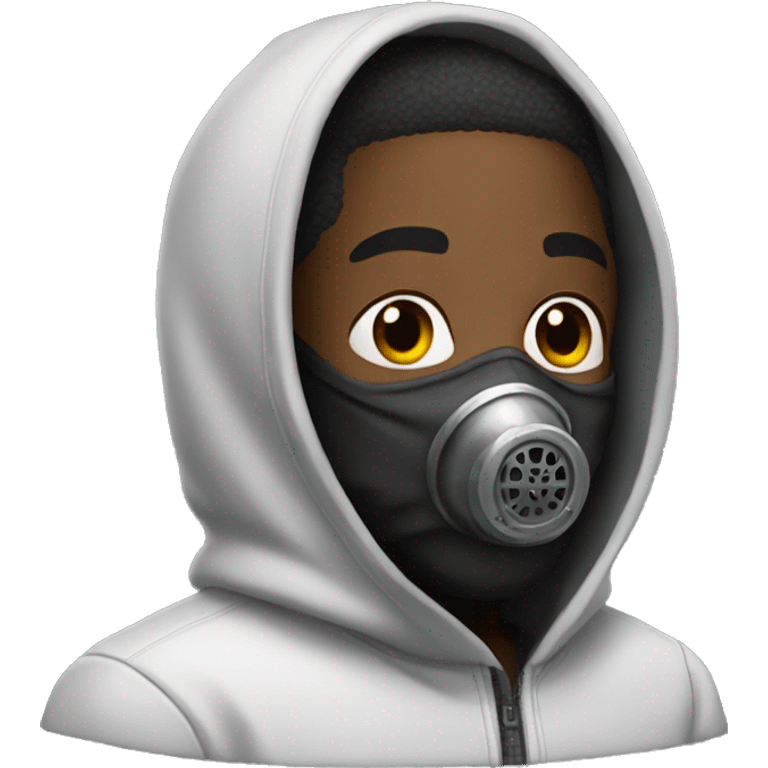 Black Man with hoodie and beard with gas mask emoji