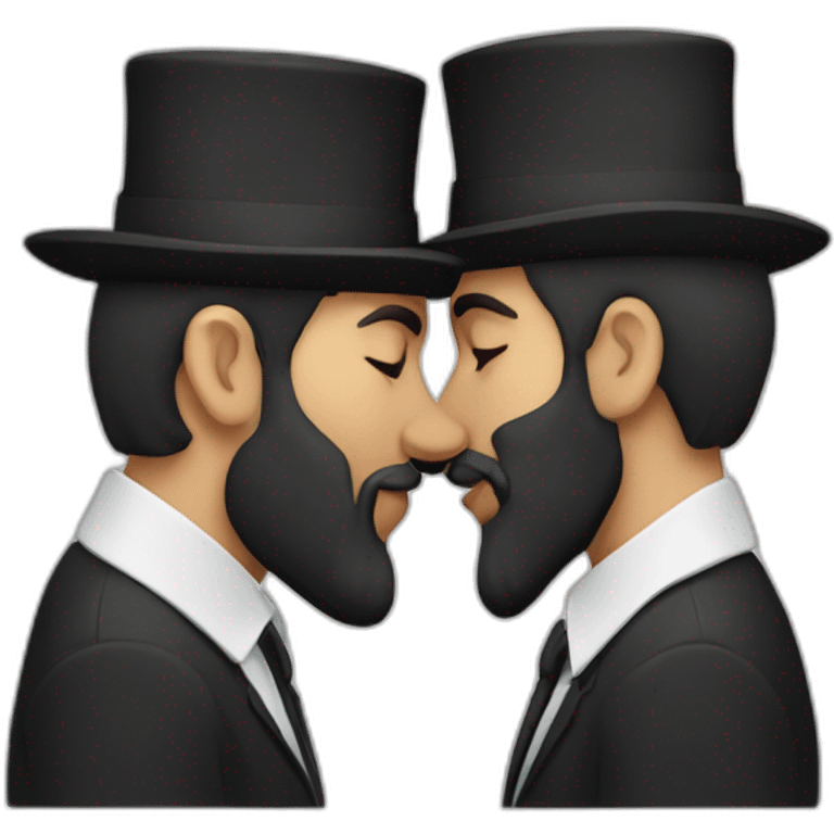 two Orthodox Jews kissing each other emoji