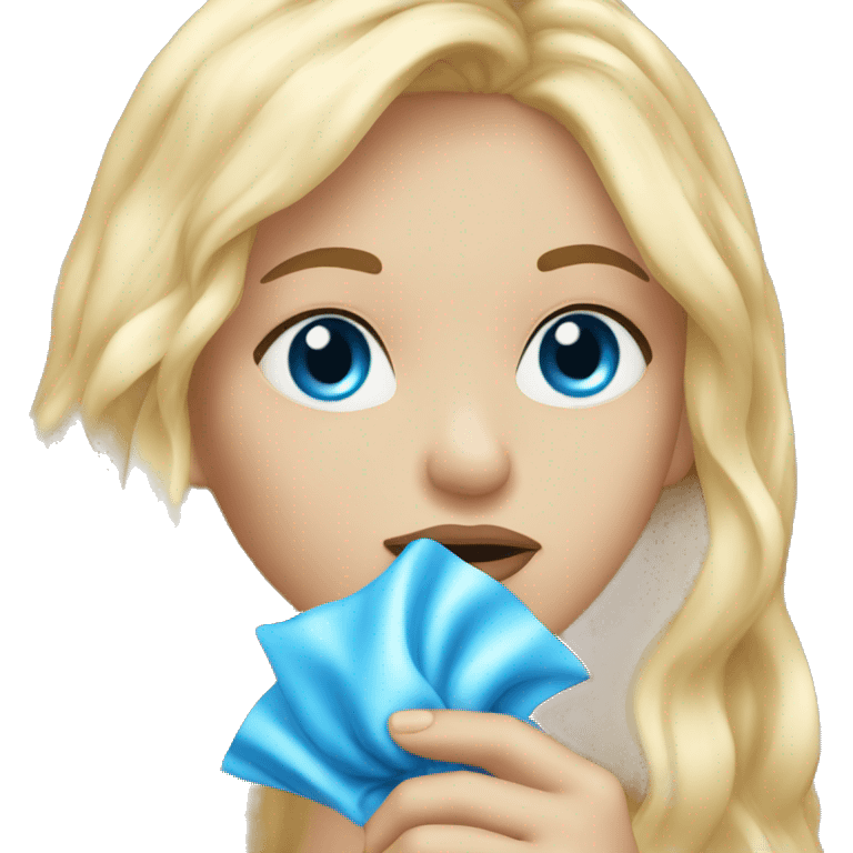 long blonde hair blue eyed girl blowing a kiss emoji