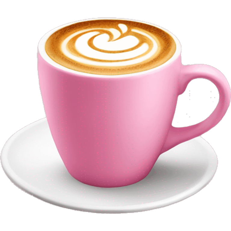 hot coffee with latte art in a pink mug emoji