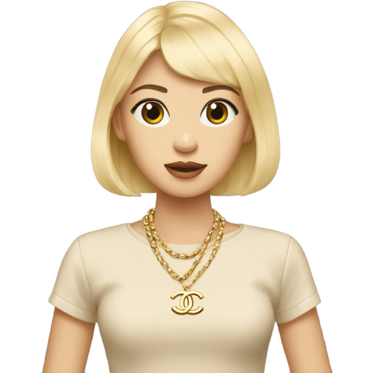 Blonde Chanel Asian Girl with Birkin bag and Chanel necklace emoji