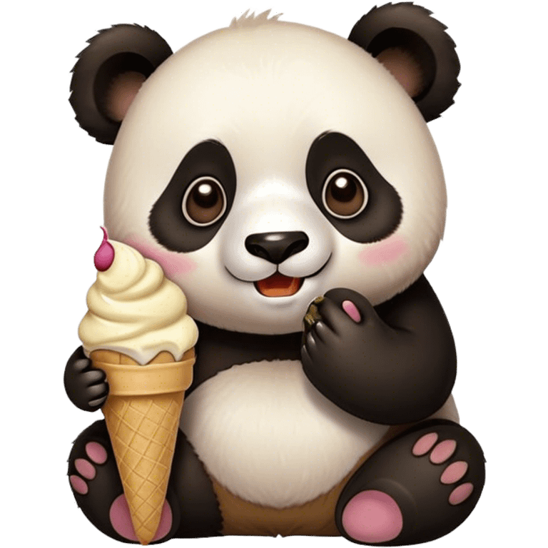 Panda eating ice cream emoji