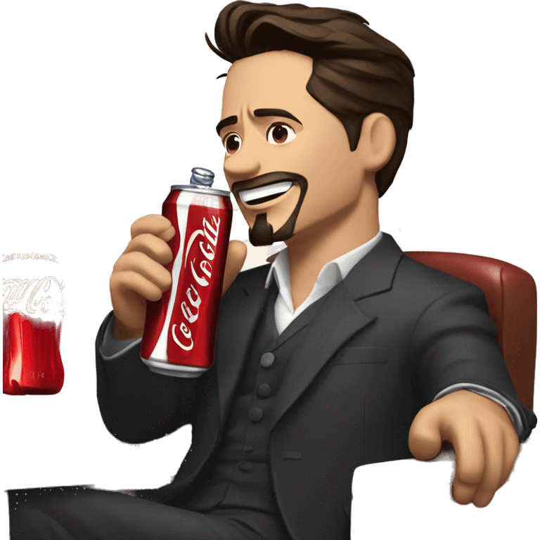 Tony Stark is drinking a bottle of Coca-Cola. emoji